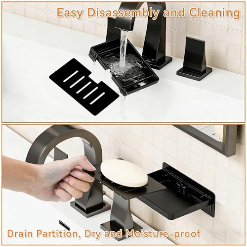 SUOXING 2 Pack Bar Soap Holder for Shower Wall,Self Draining Adhesive Soap Holder,Rustproof Wall Mounted Acrylic Shower Soap Rack & Caddy for Bathroom,Bath,Kitchen,No Drilling PlasticSoap Shelf,Black - color: Black