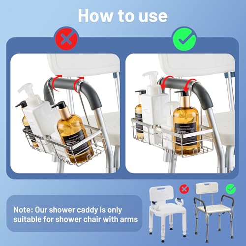 YUOROS 304 Stainless Steel Shower Caddy for Shower Chair | Shower Organizer Rack Hanging for Bench for Elderly Seniors Disabled Handicap