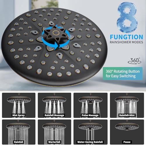 EMBATHER 10'' Shower System with Handheld Trim Kit, Oil Rubbed Bronze | 2-IN-1 Shower Faucet Set, 3-Mode Shower Head, 8-Setting Handheld Spray, Pressure-balanced Valve & Trim Kit - color: Oil Rubbed Bronze, size: 10 Inch