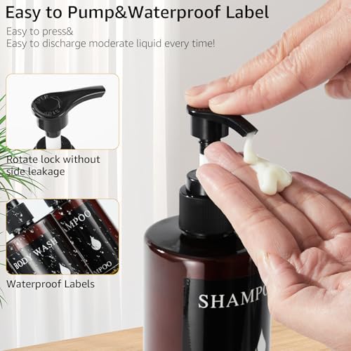 Pollock Shampoo and Conditioner Dispenser Set of 3,12.85 Oz *3 Chamber