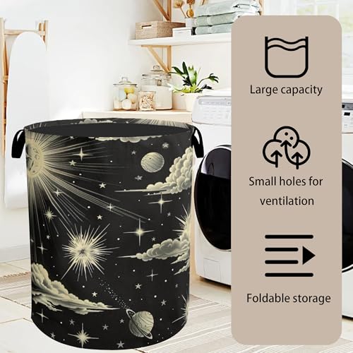 Gothic Sun Cloud Laundry Basket with Handles - Extra Large Foldable Hamper for Bathroom/Laundry/Bedroom/Dorm, Washable Fabric Storage Bin - color: Gothic Sun Cloud