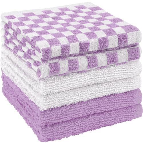 100% Cotton Checkered Washcloths 12x12 in, Pink (6 Pack) - color: Pink