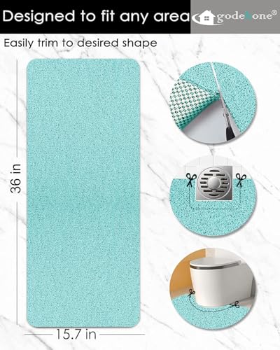 godehone Shower Mats Non Slip Without Suction Cups, PVC Loofah Bathroom Mats, Loofah Mats for Shower and Bathroom, Quick Drying, 15.7× 36 Inch, Light Green - color: Light Green, size: 36" x 15.7" (Rectangular)