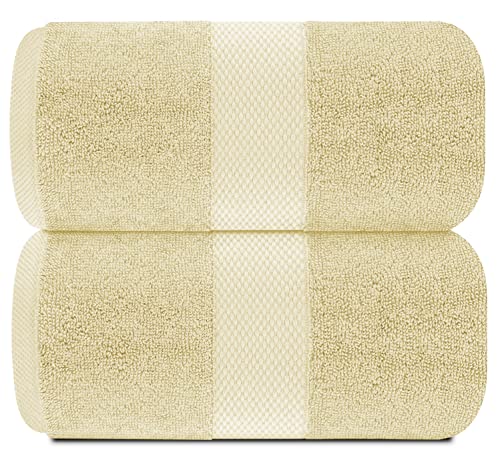 White Classic Luxury Soft Beige Bath Sheet Towels - 650 GSM Cotton Luxury Bath Towels Extra Large 35x70 | Highly Absorbent and Quick Dry | Hotel Collection Extra Large Bath Towels Oversized, 2 Pack - color: 09: Beige
