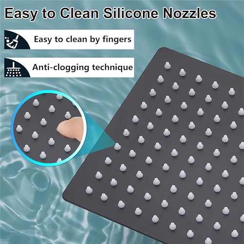 Midanya Square Rain Shower Head,High Pressure,Matte Black 8 Inch | 360°Swivel,Ceiling or Wall Mount,Waterfall Full Body Coverage,Bathroom Remodel,Stainless Steel Large Rainfall Shower Head - color: Black, size: 8 Inch
