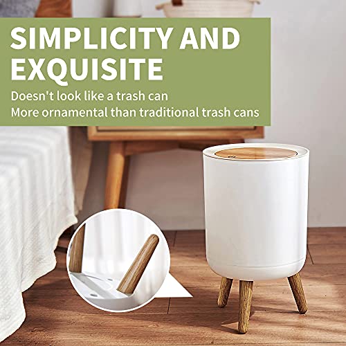 Trash can，7Liter/1.8 Gallon Garbage can with Press top Lid，Nordic Modern Waste Basket，Plastic Trash bin Suitable for Kitchen, Bathroom, Bedroom, Living Room, Office, Outdoor，Dog Proof Trash can…… - size: 1.8 Gallon, style: Round
