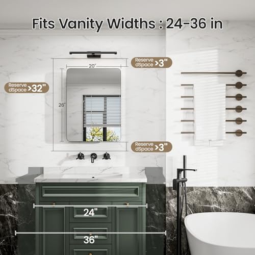 20x26 Black Medicine Cabinet with Mirror, Recessed & Surface Mount | Bathroom mirror with storage: 6 independently adjustable shelves fit tall bottles; soft-close hinges; rustproof aluminum - size: 20" x 26"