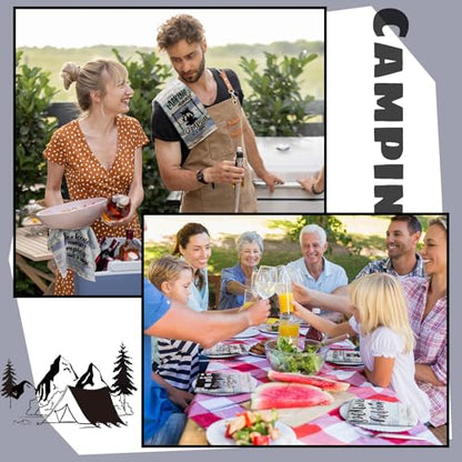 Boyiee Set of 6 Camping Kitchen Towels Happy Camper Tea Towels | Absorbent Farmhouse Dish Towels with Funny Sayings 24 x 16 Inches Camping Hand Towels for Rv Campers Lovers Gifts Accessories - color: Rustic