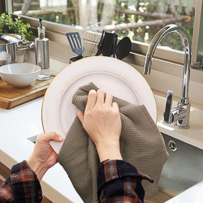 joybest Cotton Kitchen Towels, 4-Pack Waffle Weave Ultra Soft Absorbent Dish Towels Quick Drying Dish Cloths, 18 in x 28 in, Coffee - color: Coffee, size: 18 in x 28 in