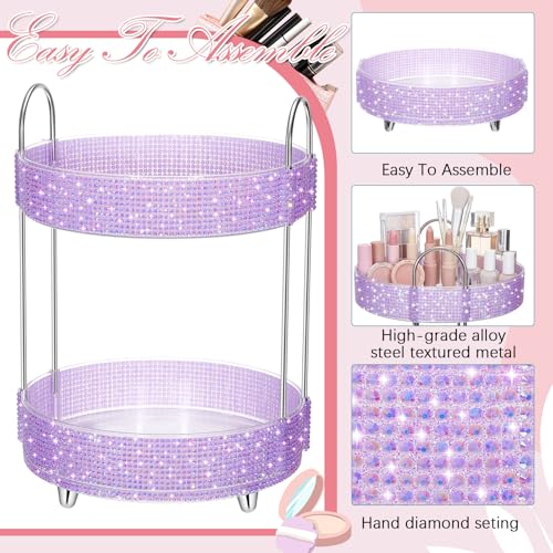 360 Rotating Rhinestone Perfume Organizer,2 Tiers,Resin Diamond,Purple - color: Purple, size: 2 Tiers, style: Resin Diamond