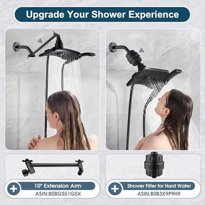 BRIGHT SHOWERS High Pressure Shower Head with Handheld, Oil Rubbed Bronze Dual Showerhead Combo with Rainfall Spray, Detachable Hand Held Shower, 60" Stainless Steel Hose - color: Oil Rubbed Bronze, size: 2.5 Gallon Per Minute