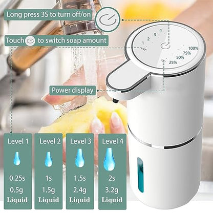Automatic Liquid Soap Dispenser,Touchless Hand Soap Dispenser 13.5oz/400ml USB Rechargeabled Dispenser Electric,Wall Mounted 4 Levels Adjustable Soap Dispenser Pump for Bathroom Kitchen Dish Soap - color: White, style: Gel