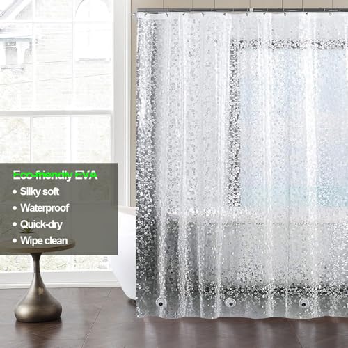 Plastic Shower Liner - Premium EVA 4G Shower Curtain Liner with Rustproof Grommets and 3 Weighted Magnets, Waterproof Shower Curtains for Bathroom (Cobblestone) - color: Cobblestone, size: 71"W x 71"L (Pack of 1)