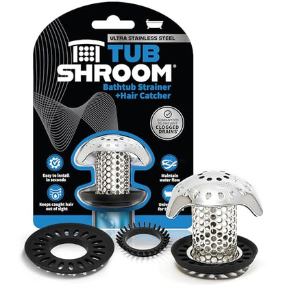 TubShroom Ultra Revolutionary Bath Tub Drain Protector Hair Catcher/Strainer/Snare Stainless Steel, Single Pack - style: Stainless Single