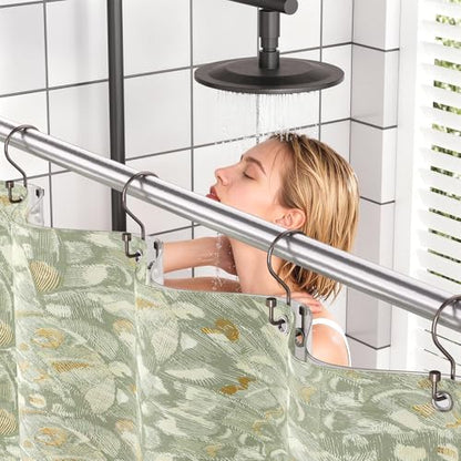 Bathway 12-Pack Double Shower Curtain Hooks, Rust-Resistant Metal Shower Curtain Rings with High-Low Design to Separate Liner & Curtain, Smooth Glide, Bronze - color: Bronze