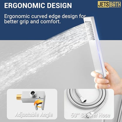 Luxury Thermostatic Rain & Waterfall Shower System with 22” Rain Shower Head & 6 Body Jets, Wall Mounted Shower Faucet Sets with Handheld Sprayer, 3/4” Inlet Thermostatic Valve - color: Brushed Nickel