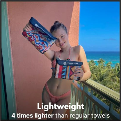 Microfiber Beach Towel - Quick Dry, Sand Free and Oversized 71x35 | Super absorbent, lightweight, swimming, gym, extra large, pool, cruise, camping, yoga, travel, compact, carry bag, vacation - color: Cancun