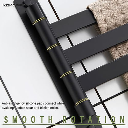 KOKOSIRI Bathroom Towel Bars Swivel Towel Rails Matte Black Swing Out Hand Towel Holder 3-Arm for Bath Kitchen Wall Stainless Steel B5007BK-A3 - size: 3-Bar