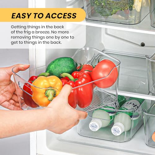 CiWiVOKi 12 Pack Clear Plastic Storage Bins, Acrylic Organizer and Containers with Handle for Pantry, Cabinet, Closet, Refrigerator, Freezer, Bathroom, Kitchen Under Sink Storage - size: 12 Pack