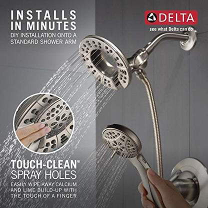 Delta Arvo 14 Series Brushed Nickel Bathtub Shower Faucet Set with In2ition 2-in-1 Dual Shower Head with Handheld Spray Combo, Valve Trim Kit, Spotshield Stainless 144840-SP-I (Valve Included) - color: Spotshield Brushed Nickel