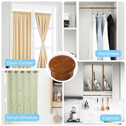 Spring Tension Curtain Rod Short Tension Rod (Wood,12" to 19"-2Pcs) - color: Wood, size: 12" to 19"-2Pcs