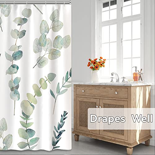 AWERT Small Half Size Stall Shower Curtain with 6 Hooks Green Leaves Shower Stall Curtain 36 x 72 Boho 36 inch Shower Curtain for Bathroom/RV and Camper - color: Sage Green, size: 36"W x 72"L (Pack of 1)