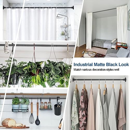 Heavy Duty Shower Curtain Rod - 28 to 76" Fixed Shower Curtain Rod Wall Mounted - Adjustable Extendable Rustproof for Bathroom,Room Divider,Bedroom,Doorway - Matte Black 2 Pack - size: 29-76" (2 Pack)