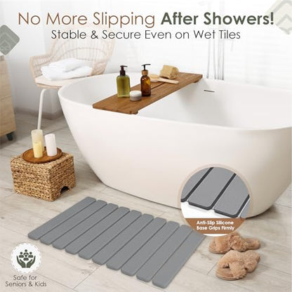 Large Stone Dish Drying Mat for Kitchen Counter, Foldable Quick Dry Stone Dish Mat, Diatomaceous Earth Water Absorbing Pad for Plate Utensils Rack Bottles, Any Countertop (Dark Gray 24"×16" & 2*8"x4") - color: Dark Gray