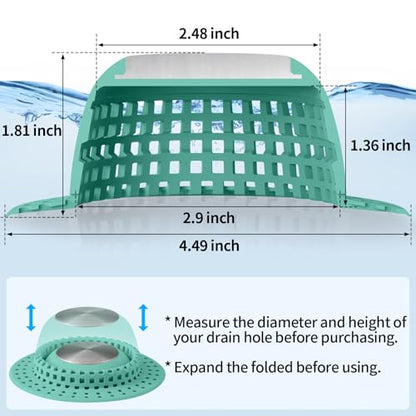 Aluvor Shower Drain Hair Catcher Bathtub Drain Cover Sink Drain Protector | Bathroom Sink & Bathtub Drain Strainer for Pop-Up & Regular Drains, Aqua - color: Aqua