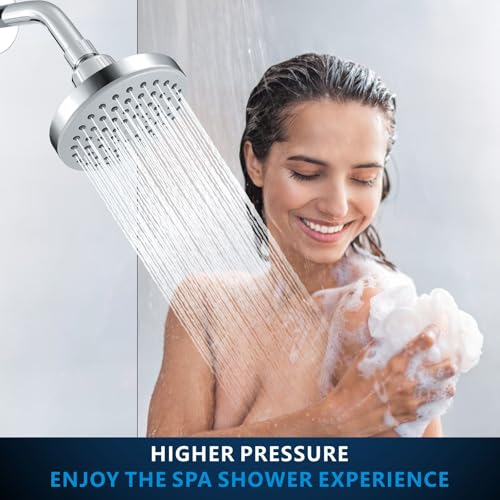 High Pressure Shower Head - 4.5“ Powerful Bathroom Pressure Boosting Rain Showerhead - Perfect Universal Replacement for Rainfall Shower Heads (Chrome)