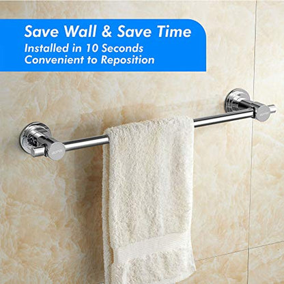 BOPai 24 inch Suction Cup Towel Bar, Chrome | Repositionable & Powerful Vacuum Suction - color: Chrome, size: 24"