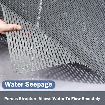 Bathroom Non Slip Shower Mat, Gray 58x32 Inch Bathtub Mat, Non Slip Bathroom Mat for Elderly and Kids, Easy to Dry, Fast-Dry Drainage Hole, Easy to Prune - color: Gray, size: 58" x 32" (Rectangular)