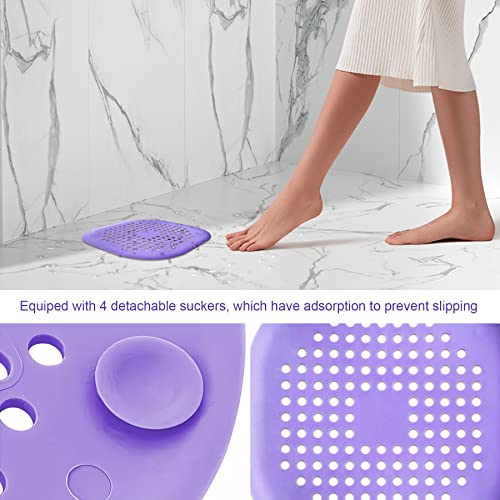 2 Pieces Shower Drain Hair Catcher Bathtub Stopper Home Drain Protectors Drain Cover with Sucker Water Trap Sink Cover for Bathroom Bathtub and Kitchen (Purple, Purple) - color: Purple,purple
