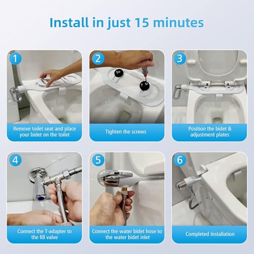 Non Electric Bidet Toilet Seat Attachment with Dual Nozzle, Adjustable Toilet Bidet Attachment for Sanitary and Feminine Wash, Bidet Attachment for Toilet