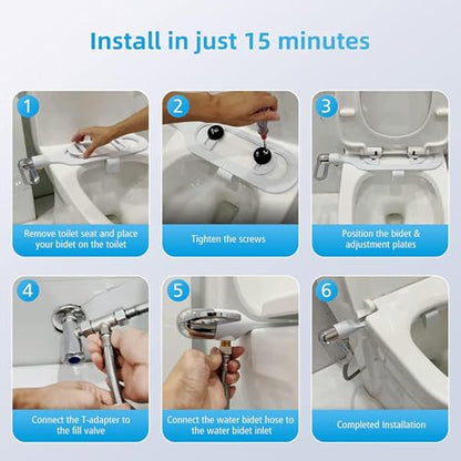 Non Electric Bidet Toilet Seat Attachment with Dual Nozzle, Adjustable Toilet Bidet Attachment for Sanitary and Feminine Wash, Bidet Attachment for Toilet