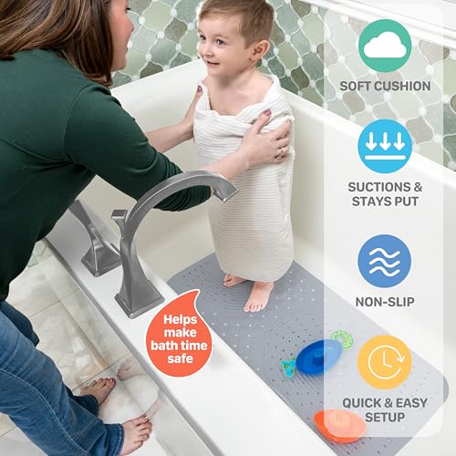 Nuby Cushioned Bath Mat | Gray - color: Gray