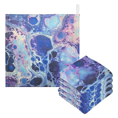Blue Purple Texture Baby Washcloths, 3 Pack of Cotton Newborn Washcloths, Extra Soft & Ultra Absorbent Muslin Washcloths Baby, Unisex 12 X 12 in - size: 12x12 Inch (3Pack)