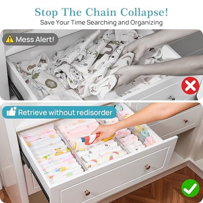 Vtopmart 4" Regular Upgrade Drawer Dividers for Clothes, 12.8"-22.3" 8 Pack | Expandable Dresser Drawer Organizer, Clear Separator, Baby Clothing, Underwear, Cosmetics, Toiletries Storage, Space Saving - size: Regular-4" without Inserts