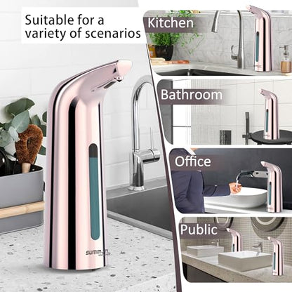 Automatic Liquid Soap Dispenser, 4-Level,13.5oz Touchless | Plastic,400ml Electric Battery Operated Hand & Dish Countertop Soap Dispensers with Sensor for Bathroom,Kitchen Sink - color: Rose Gold, style: Battery