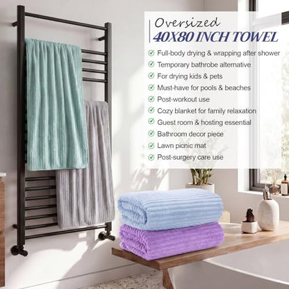 4 Pcs Extra Large Bath Towel 40x80'' Oversized Microfiber Bath Sheet,Macaron - color: Pastel