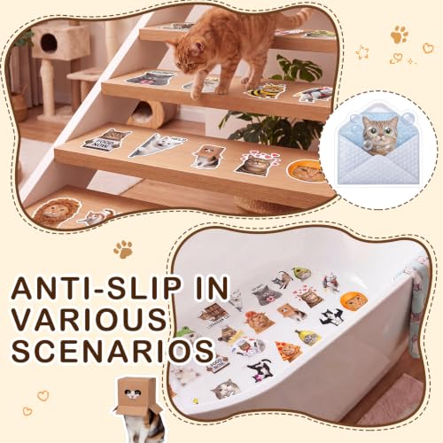 Fullhawl 30 Pcs Cat Non Slip Shower Stickers, Cute Bathtub Safety | 30 Pack Cat Design, Cute Bathroom Decor, Non Slip Texture, Strong Adhesive Support for Safer Bath Time - style: Cat