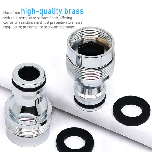 1pcs Brass Faucet Tap Quick Connector Adapter Kit,20mm Female Thread x 1mm Pitch Connector,Universal Faucet Adapter for Washing Machine And Pressure Washer(Silver) - size: 20mm Female Thread x 1mm