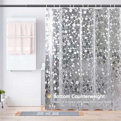 Shower Curtain Liner, Waterproof EVA 3D Shower Curtains with Duty Heavy Bottom Magnets and Rust Proof Grommets, Weighted Shower Liner for Shower Stall, Bathtubs - color: Clear Pebble, size: 72"W x 78"L (Pack of 1)