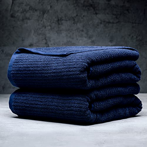 Luxury Performance 2-Piece Bath Sheet Set | Oversized for 50% More Coverage | Highly Absorbent | 36" W x 70" L | Harbor (Navy) - color: Harbor, size: 2 Bath Sheets