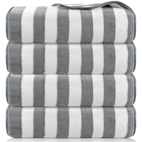 Microfiber Bath Towel 2 Grey Towels for Shower Pool Beach Bathroom Super Absorbent Soft Quick Dry Lightweigh (Grey)