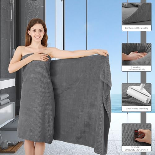 8 Piece Bathroom Towel Set Dark Gray |2 Oversized Large Bath Towels Sheet,2 Hand Towels and 4 Washcloths| 600GSM Ultra Soft Luxury Premium Towel Set Highly Absorbent Quick Dry Hotel Towel Collection - color: Texture Dark Gray, size: 8 Piece Towel Set
