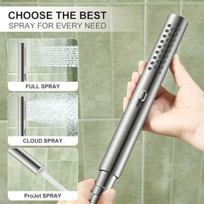Brushed Nickel 10 Inch All Metal Rain Shower Head with Handheld Spray | High Pressure Rainfall Shower Head wih Adjustable Extension Arm, Dual Showerhead Set with 60" Shower Hose, Square Rainfall - color: Brushed Nickel