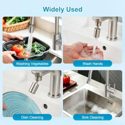 Hibbent 4-Mode Faucet Aerator, Faucet Sprayer Attachment, Brushed Nickel | NSF/ANSI/CAN 372 Certified, 360° Swivel Kitchen & Bathroom Sink Aerator, Faucet Replacement Part, 55/64 Inch Female Thread - color: Brushed Nickel, style: Four Modes