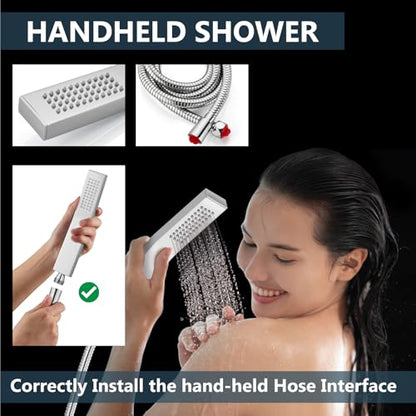 Aolemi Shower Faucet Set with Valve Handheld 10" LED Head Polish Chrome | Handheld Spray,10 Inch Rain LED Head,Valve and Trim Kit,All Metal,Wall Mount Shower System,Bathroom Mixer - color: Chrome, size: 10 Inch LED Shower Head