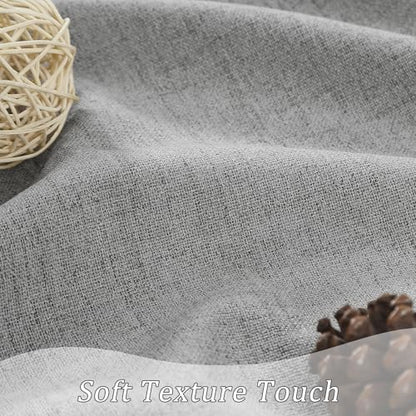 RAIN CITY Grey Linen Blackout Curtains 63 Inches Long 2 Panels 50 x 63 | 100% Light Blocking Textured Curtains for Bedroom Thermal Back Tab Rod Pocket Curtains with Hooks - color: Grey, size: 50"W x 63"L (Pack of 2)